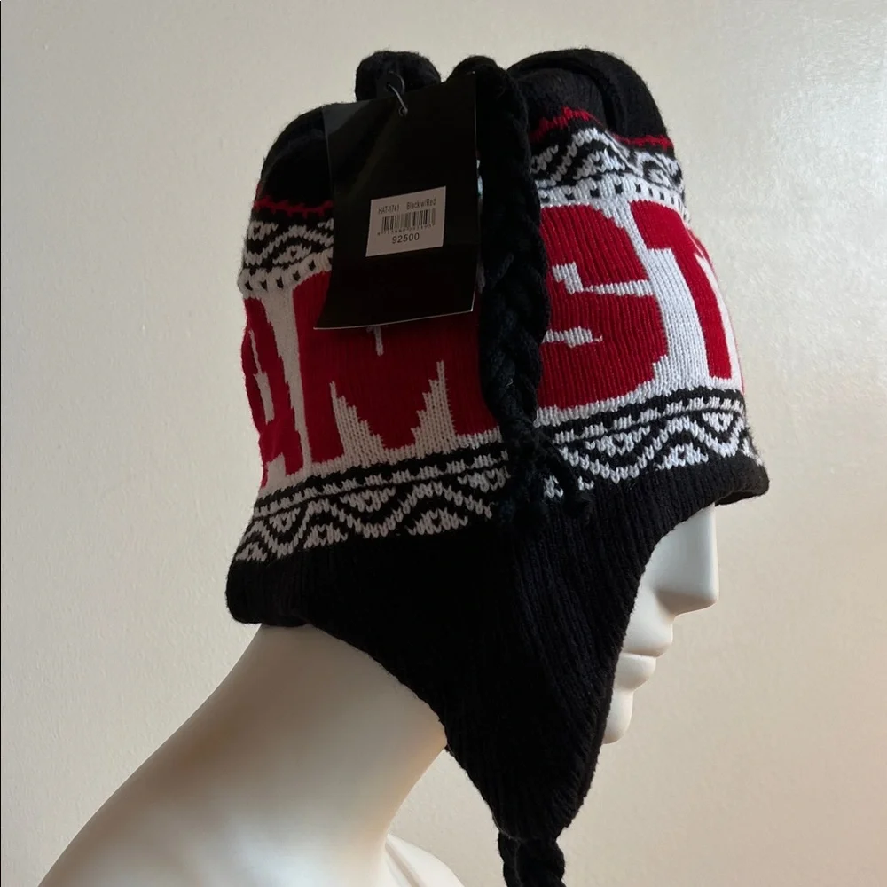 Amsterdam winter hat with ear flaps Stylish Knit Women's Hat with braided ties